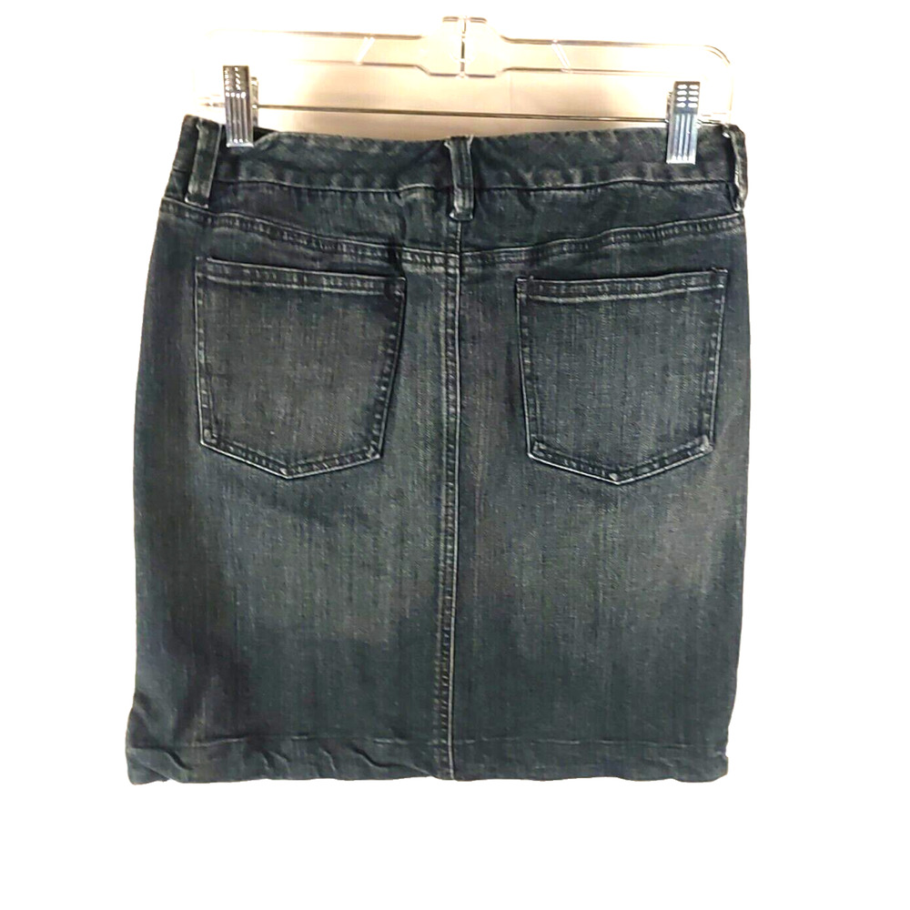 Talbot Petite Stretch Women's Blue Jean Faded Black Denim Skirt Size 4 - Picture 3 of 6